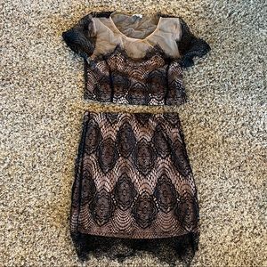 FOR LOVE AND LEMONS DRESS DUPE TWO PIECE SET BLACK LACE AND MESH
